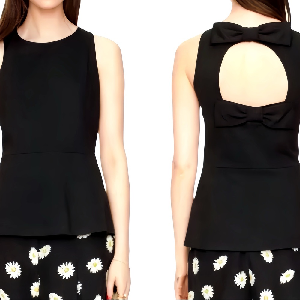 New Elegant Kate Spade Black Sleeveless Top with Bow